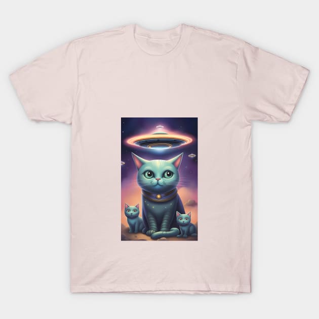 Cats 2 UFOs T-Shirt by roswellboutique